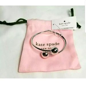NEW! Kate Spade New York Golden Girl Silver Tone Bypass Balls bracelet PINK bag